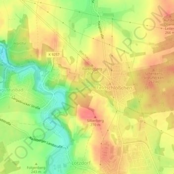 Topografische Karte Augustusbad, Höhe, Relief
