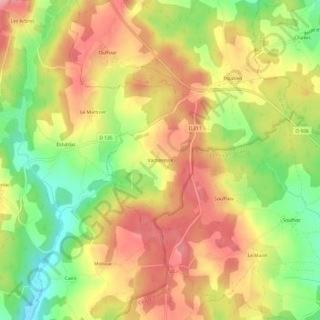 Topografische Karte Vacheresse, Höhe, Relief
