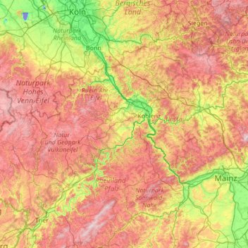 Topografische Karte Mayen-Koblenz, Höhe, Relief