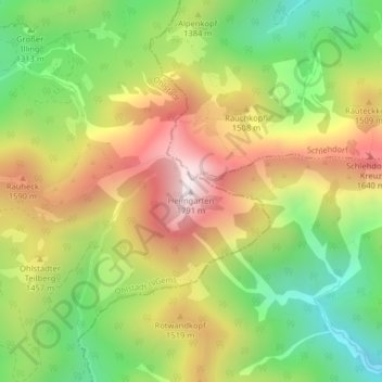 Topografische Karte Heimgarten, Höhe, Relief