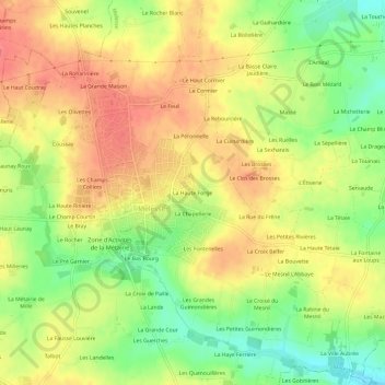 Topografische Karte La Haute Forge, Höhe, Relief