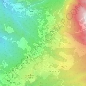 Topografische Karte Tambruz, Höhe, Relief