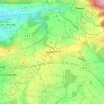 Topografische Karte Löwendorf, Höhe, Relief