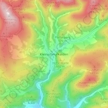 Topografische Karte Kleinschmalkalden, Höhe, Relief