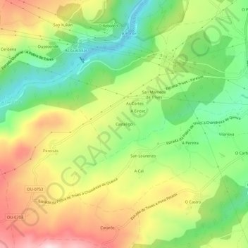 Topografische Karte Casteligo, Höhe, Relief