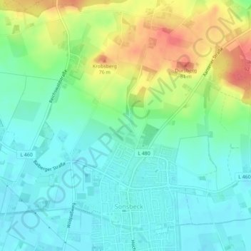 Topografische Karte Buntsandstein, Höhe, Relief