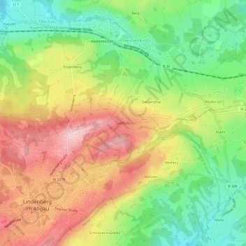 Topografische Karte Goßholz, Höhe, Relief