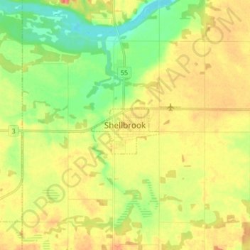 Topografische Karte Shellbrook, Höhe, Relief