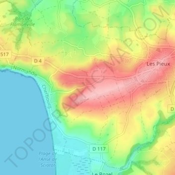 Topografische Karte Le Val Mulet, Höhe, Relief