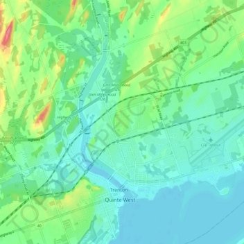 Topografische Karte Trenton, Höhe, Relief