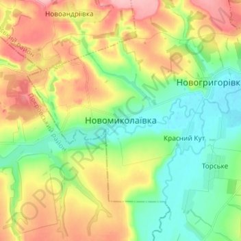 Topografische Karte Новониколаевка, Höhe, Relief