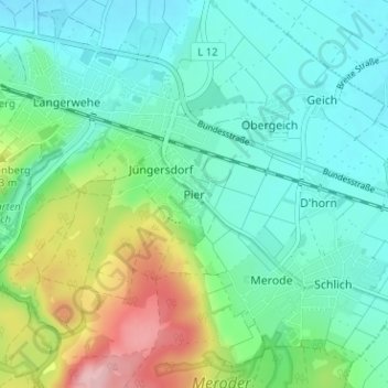 Topografische Karte Pier, Höhe, Relief