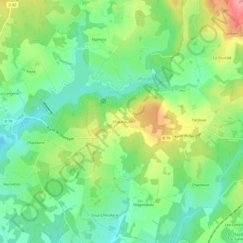 Topografische Karte Chaurieux, Höhe, Relief