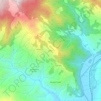 Topografische Karte Lastro, Höhe, Relief