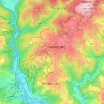 Topografische Karte Unterkirchen, Höhe, Relief