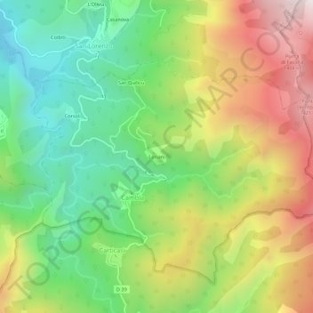 Topografische Karte Loriani, Höhe, Relief