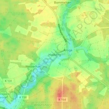 Topografische Karte Hasberg, Höhe, Relief