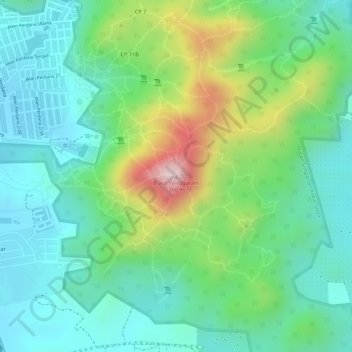 Topografische Karte Bukit Penggaram, Höhe, Relief