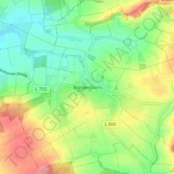Topografische Karte Bredenborn, Höhe, Relief