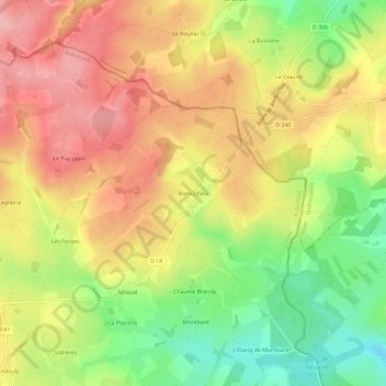 Topografische Karte Baroucheix, Höhe, Relief