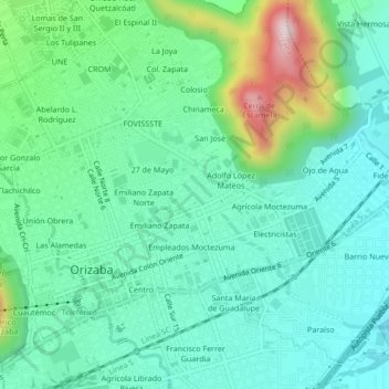 Topografische Karte El Edén, Höhe, Relief