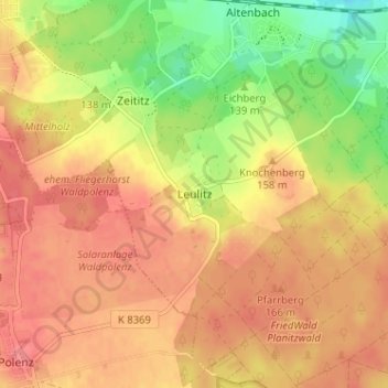Topografische Karte Leulitz, Höhe, Relief