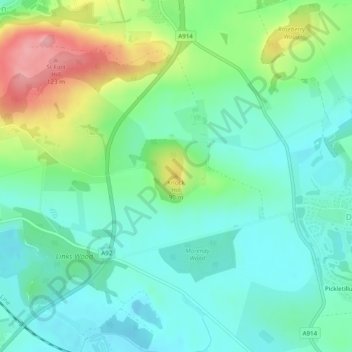 Topografische Karte Knock Hill, Höhe, Relief