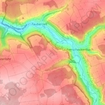 Topografische Karte Burgstall, Höhe, Relief