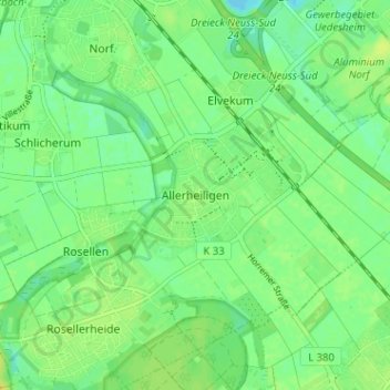 Topografische Karte Allerheiligen, Höhe, Relief