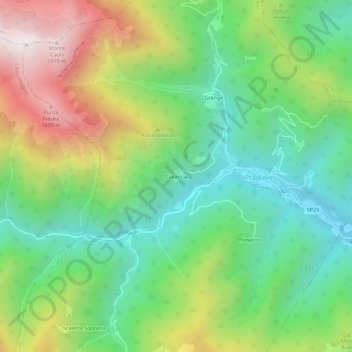 Topografische Karte Cialancia, Höhe, Relief