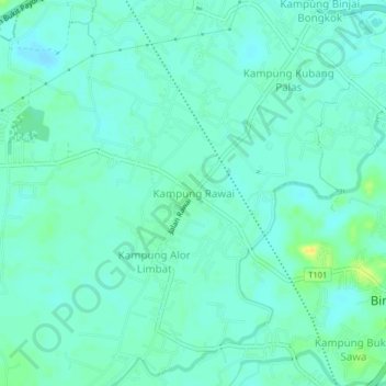 Topografische Karte Kampung Rawai, Höhe, Relief