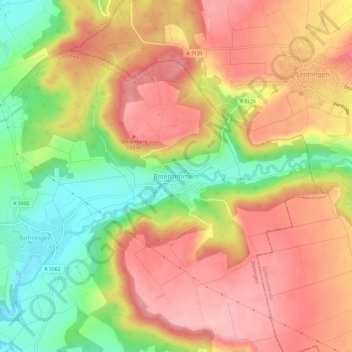 Topografische Karte Rotenzimmern, Höhe, Relief