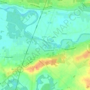 Topografische Karte La Tuilerie, Höhe, Relief