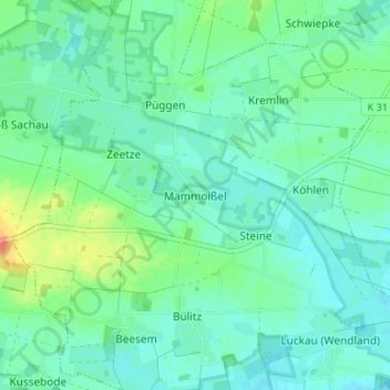 Topografische Karte Mammoißel, Höhe, Relief