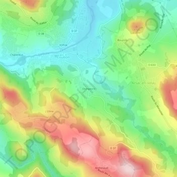 Topografische Karte Dempeyre, Höhe, Relief