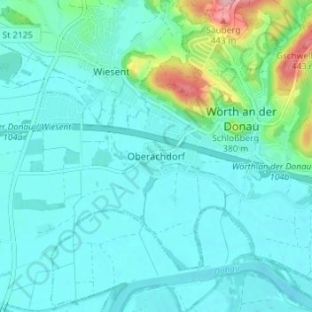 Topografische Karte Oberachdorf, Höhe, Relief