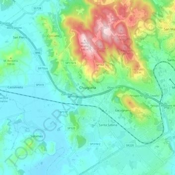 Topografische Karte Chiugiana, Höhe, Relief