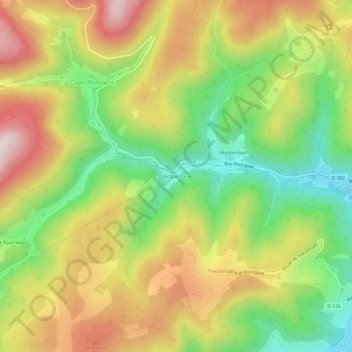 Topografische Karte Vacquenoux, Höhe, Relief