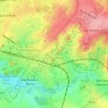 Topografische Karte Fontaine de Spa, Höhe, Relief