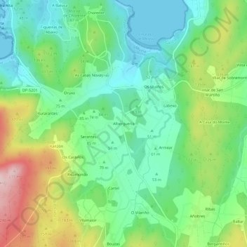 Topografische Karte Alberguería, Höhe, Relief
