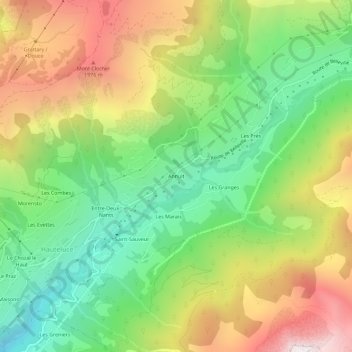 Topografische Karte Annuit, Höhe, Relief