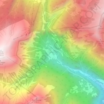 Topografische Karte Goglio, Höhe, Relief
