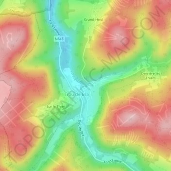Topografische Karte Croupet, Höhe, Relief