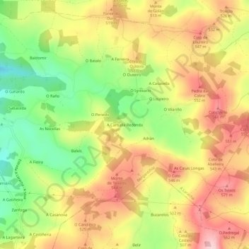 Topografische Karte A Carballa Redonda, Höhe, Relief