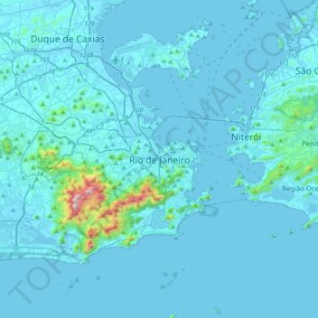 Topografische Karte Rio de Janeiro, Höhe, Relief