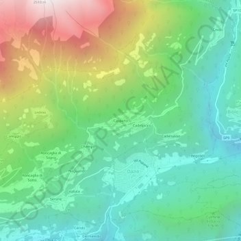 Topografische Karte Kaspan, Höhe, Relief