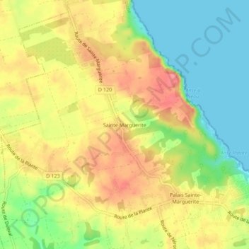 Topografische Karte Sainte Marguerite, Höhe, Relief