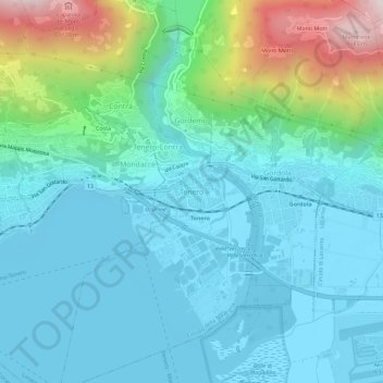 Topografische Karte Tenero, Höhe, Relief