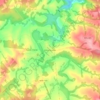 Topografische Karte Volta Grande, Höhe, Relief