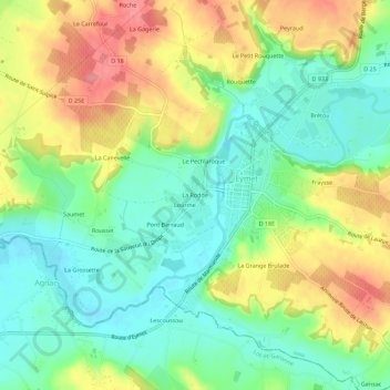 Topografische Karte La Rodde, Höhe, Relief